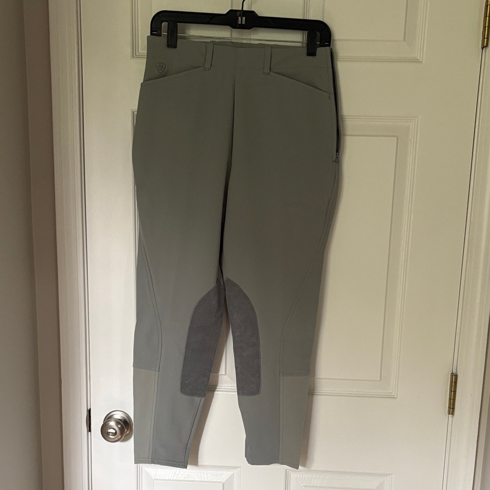 Ariat Gray Women's Side Zip Knee Patch Breeches